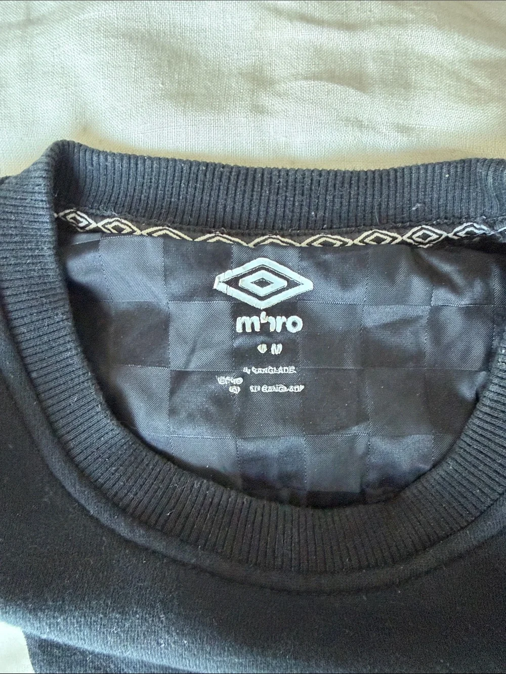 Umbro Black Crewneck with White Logo Trim